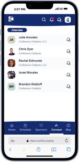 Attendees screen