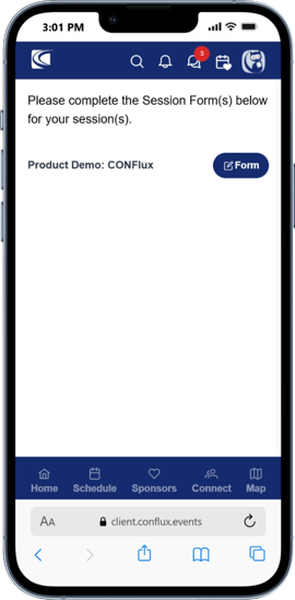 List of assigned sessions with Form and Edit buttons